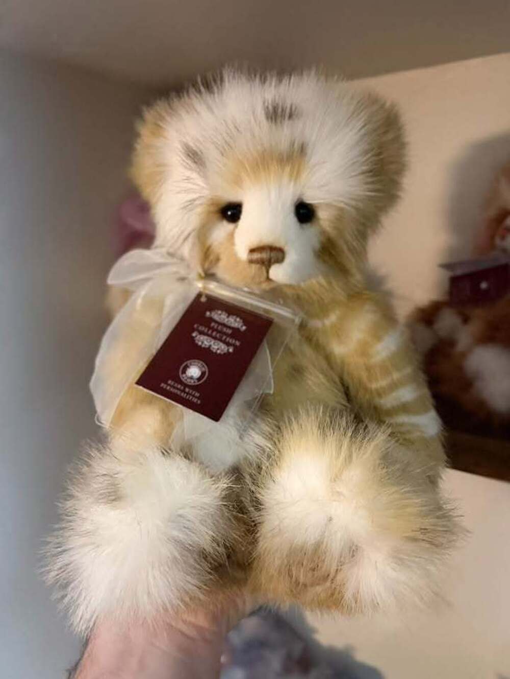 Charlie Bears CB222262A 14" Zelda Plush Bear Caramel/Honey w White Ribbon Bow